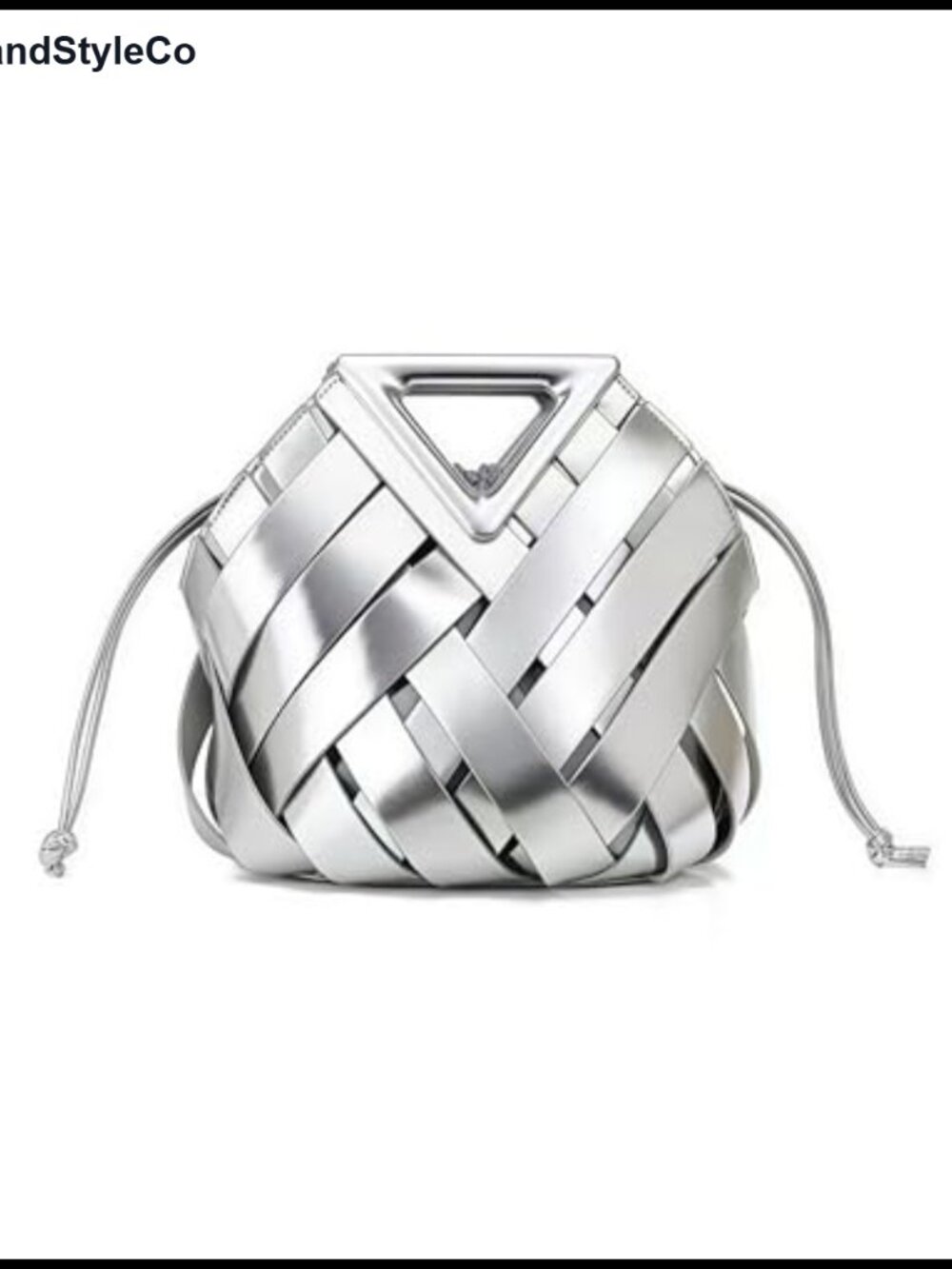 Woven Vegan Leather Bucket Bag Shoulder Purse Top Handle